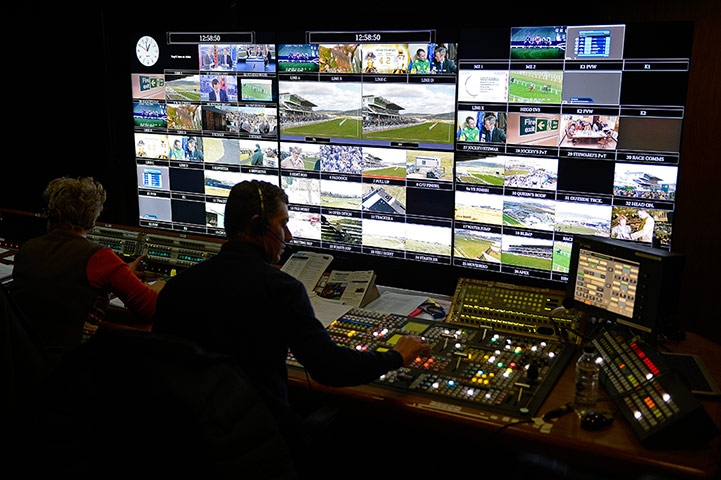 Cheltenham Day 3: The main control room of the Channel 4 broadcasting team at Cheltenham 
