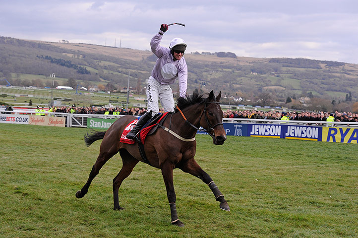 Cheltenham Day 3: Paul Carberry celebrates victory on Solwhit 