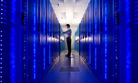 IT technician checking network server