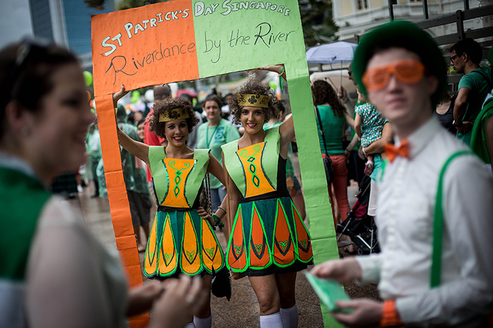 St Patrick's day: People wait for the parade to start during the St Patrick's Day festival