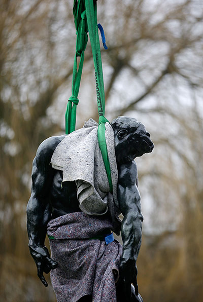 Moore Rodin: Auguste Rodin's sculpture Adam is unloaded 