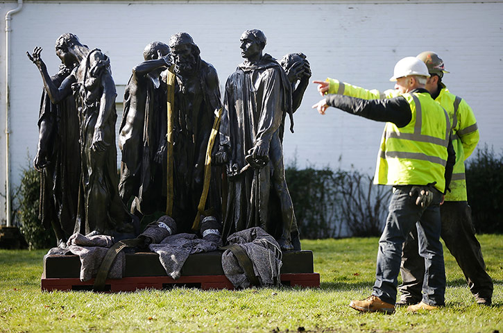 Moore Rodin: Staff install Rodin's The Burghers