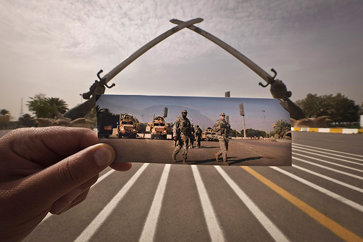 Iraq then and now: The crossed swords monument