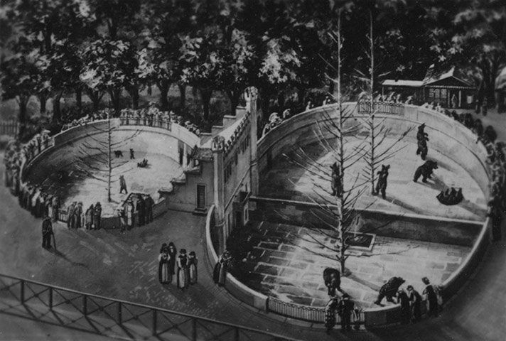 zoo buildings: An illustration of the 1857 Bear Pit in Bern