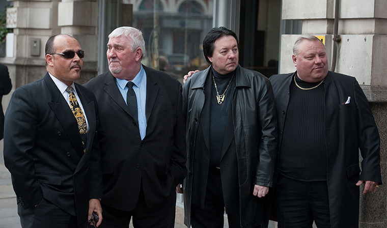 Bruce Reynolds funeral: Mourners including Chris Lambrianou, Kray associate (second left)