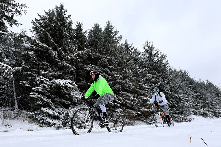 Uk snow update: Snow at the Carronvalley Mountain bike trail, cotland