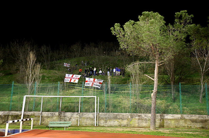 San Marino versus England: England fans amongst the trees