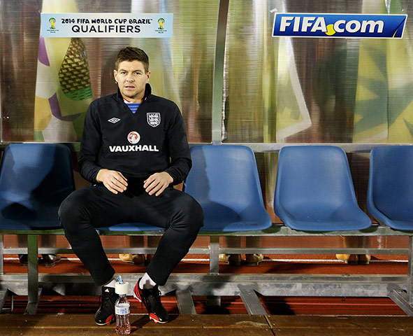San Marino versus England: Steven Gerrard on the bench