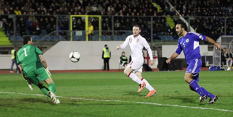 San Marino versus England: Alessandro Della Valle scores an own goal
