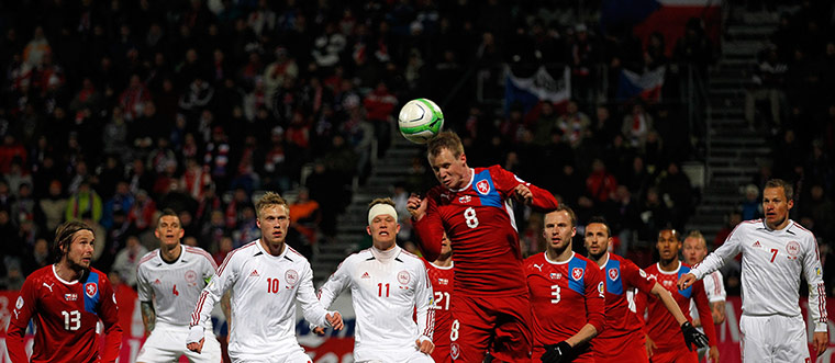 other world cup games: Czech Limbersky heads the ball 