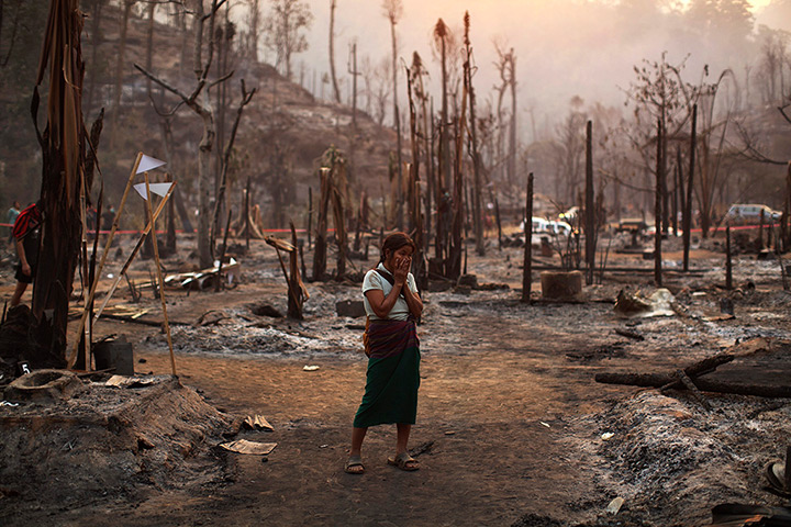 24 hours:  the burnt Ban Mae Surin refugee camp  