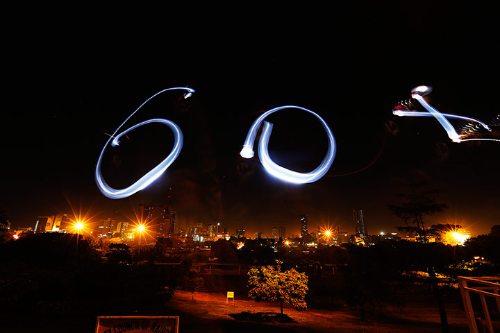 WWF Earth Hour: A light drawing to mark the annual 'Earth Hour' event in Nairobi