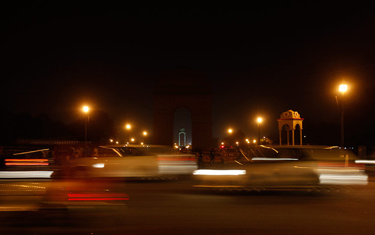 WWF Earth Hour: Heavy traffic moves in front of the India Gate during Earth Hour, New Delhi