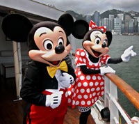 Mickey Mouse and Minnie Mouse