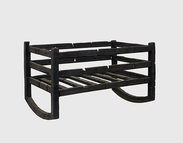 Pompeii at the BM: Carbonised wooden cradle