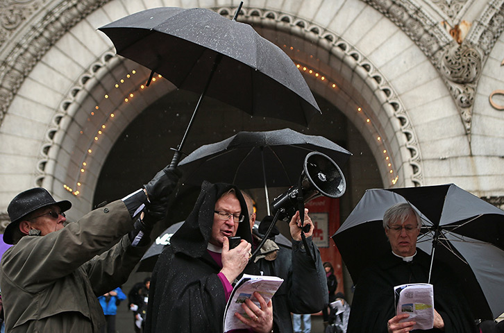 24 hours in pictures: Episcopal Bishops Walk The Way Of The Cross From White House To Capitol