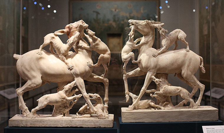 Life and death in Pompeii: Stag statue