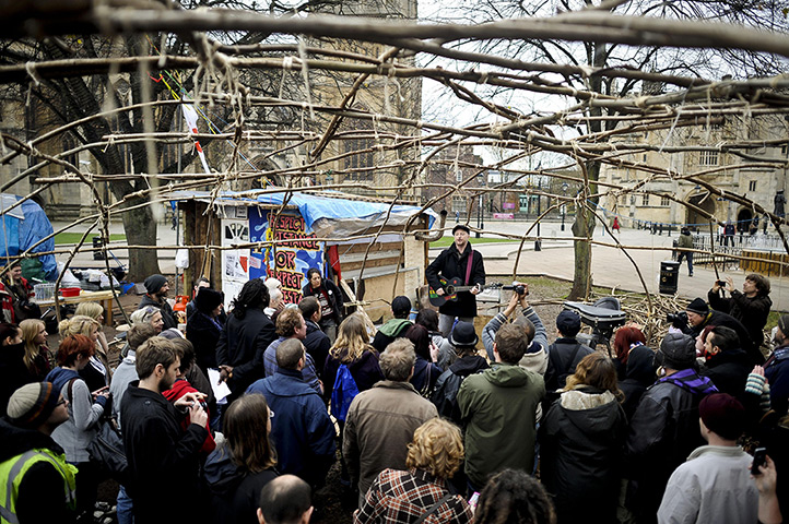 Bily Bragg: 2011: Billy Bragg performs an impromptu gig on a makeshift stage