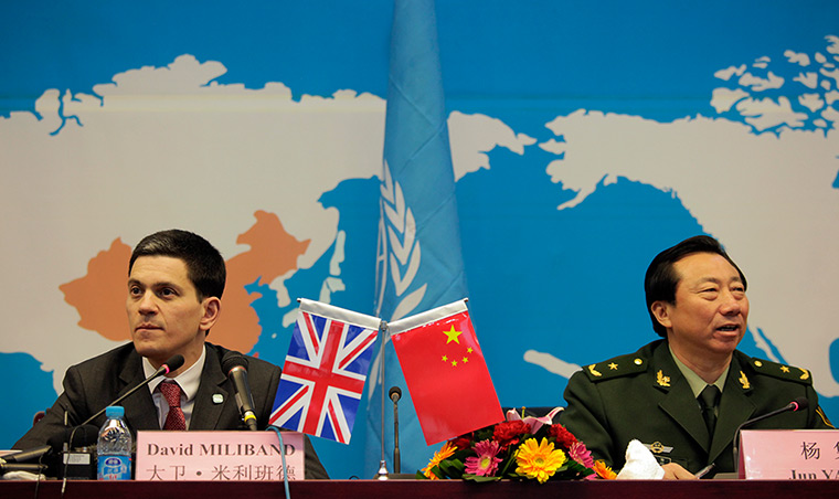 David Miliband steps down: 2010: Foreign Secretary David Miliband visits a UN peacekeeping centre