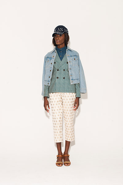 All Ages: shirt denim jacket embellished trousers sandals