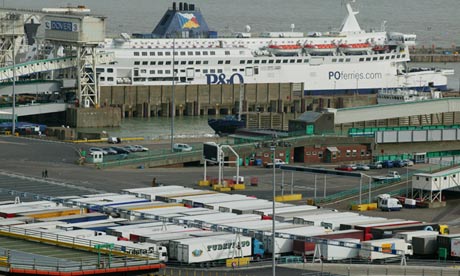 A ferry terminal at the sea port of Dover