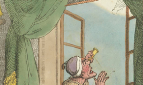 'Looking at the comet till you get a criek in the neck'. Detail of a caricature by Thomas Rowlandson, 1811. Source: National Maritime Museum Detail of a caricature showing a man watching a comet