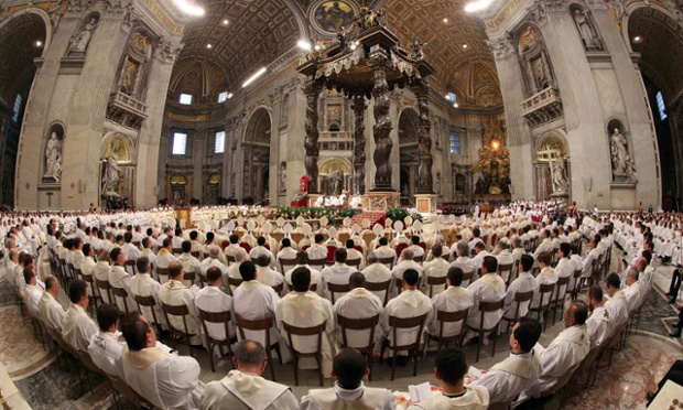 Pope Francis leads the Chrismal mass in Saint Peter's Basilica at the Vatican.