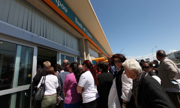 Large queues formed outside the banks in Cyprus this morning as they reopened after nearly two weeks. Strict controls have been imposed with a withdrawal limit set at 300 euros per person. More on the story.