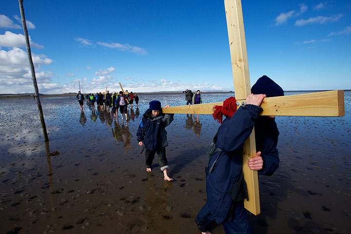 Lindisfarne: The crosses that the pilgrims carry come in many sizes and weights, some pr