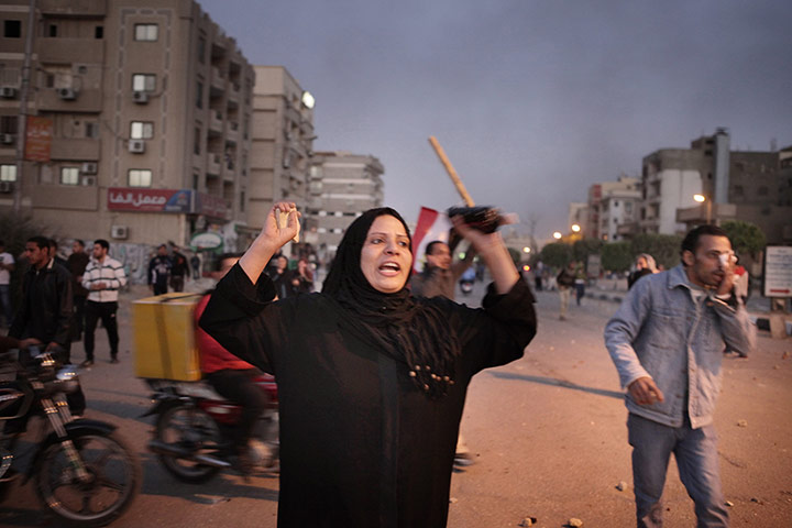Calton's Cairo:  A woman anti-government protestor yells