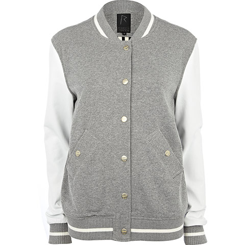 Rihanna for River Island: Rihanna for River Island grey and white varsity jacket