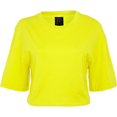 Rihanna for River Island: Rihanna for River Island cropped yellow half sleeve t-shirt