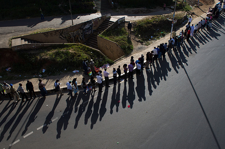kenya elections: Voters stand in a long queue, just befor