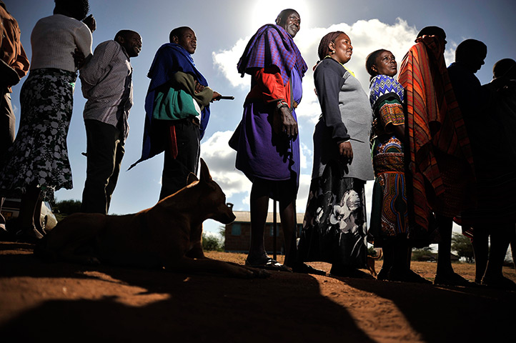 kenya elections: Masaai line up to vote in Ilbissil 