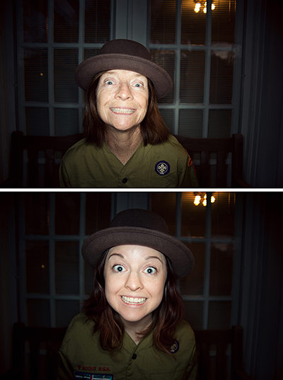 Big Pic - Mother Daughter: girl and mother both wearing same hat and green shirt