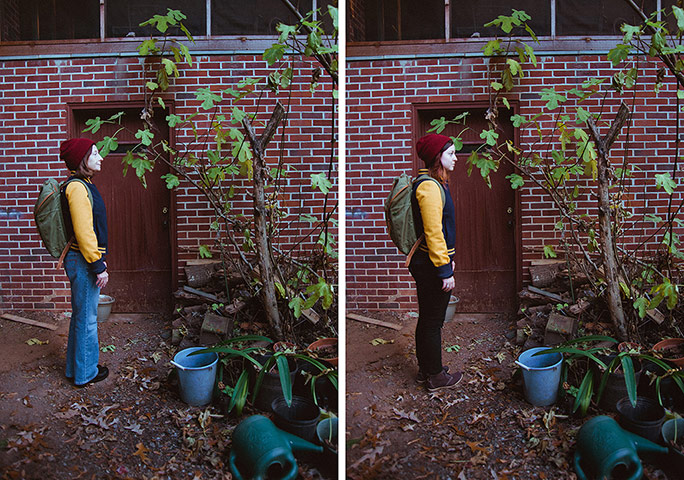 Big Pic - Mother Daughter: mother and daughter both wearing yellow jacket standing by wall