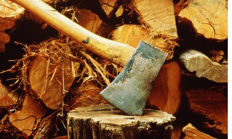 wood and an axe