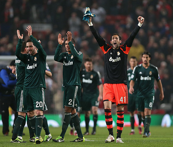 United v Real Madrid 2: Diego Lopez celebrates