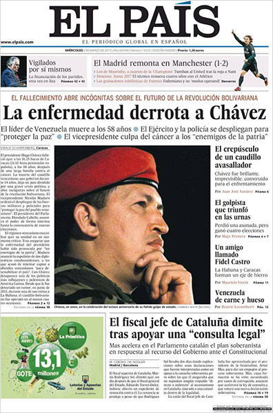 newspapers: El Pais front page