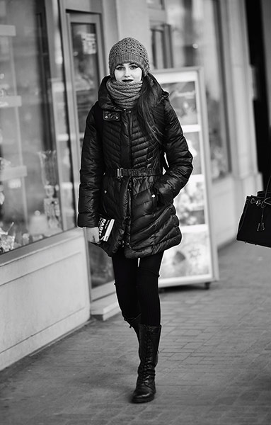 Paris fashion in B&W: Another model makes en route to a show