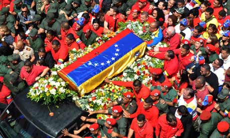Hugo Chavez view of the hearse carrying the coffin