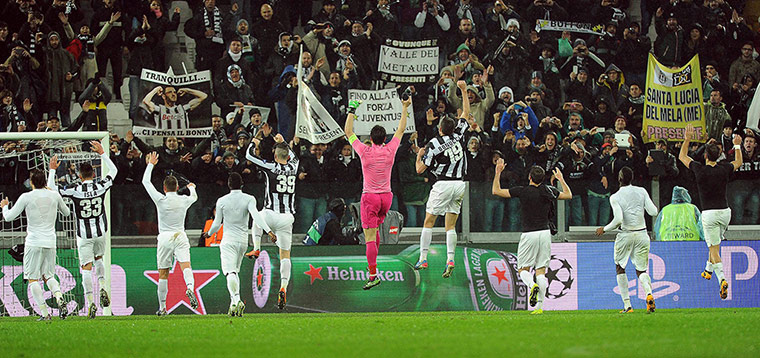 Wed champions league: Juventus FC players celebrate