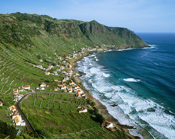 SunvilAzores: Sao Lourenco Bay with terraced vineyards by the sea. Santa Maria