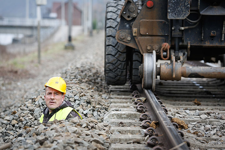 20 Photos: A man checks what will be the first European Train Control System line