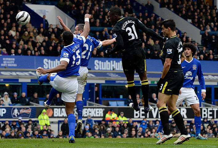 Saturday round-up: Wigan Athletic's Figueroa heads to score against Everton