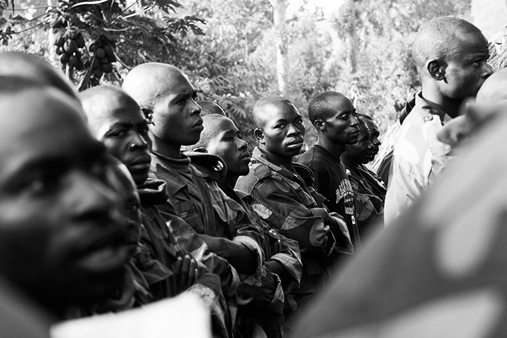 Minova DRC rape: Soldiers listen to Lt Colonel Aarom as he gives his sermon