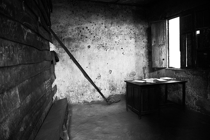 Minova DRC rape: Bullet holes riddle the walls inside of the military court house in Minova