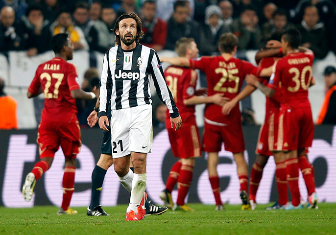 Juve v Bayern 2: Pirlo of Juventus reacts after Bayern Munich scored