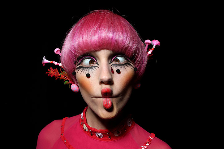 Aussie fashion week: A model prepares backstage ahead of the Romance Was Born show.