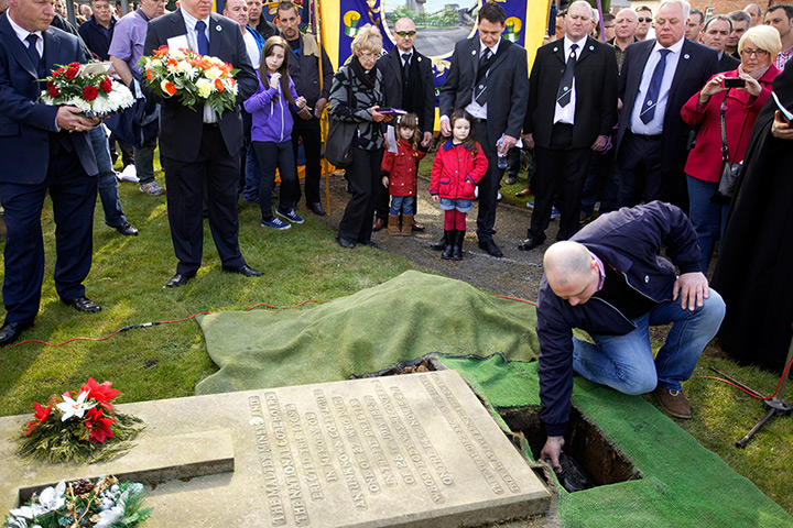 maltby colliery closes: A piece of coal from Maltby Colliery being buried